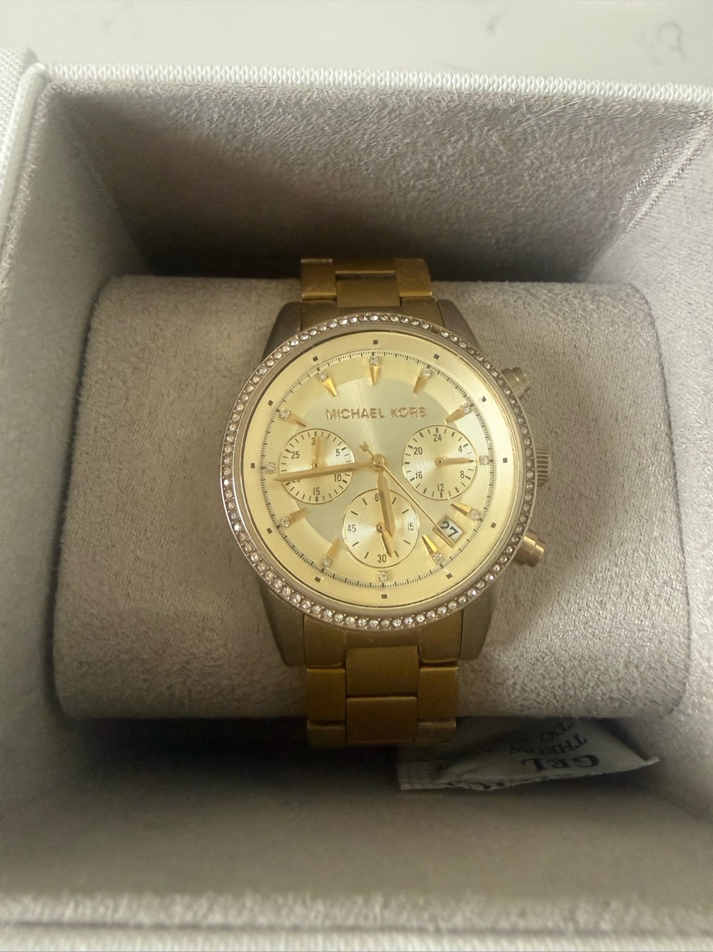 Michael Kors Gold Crystal-Trim Women's Chronograph Watch